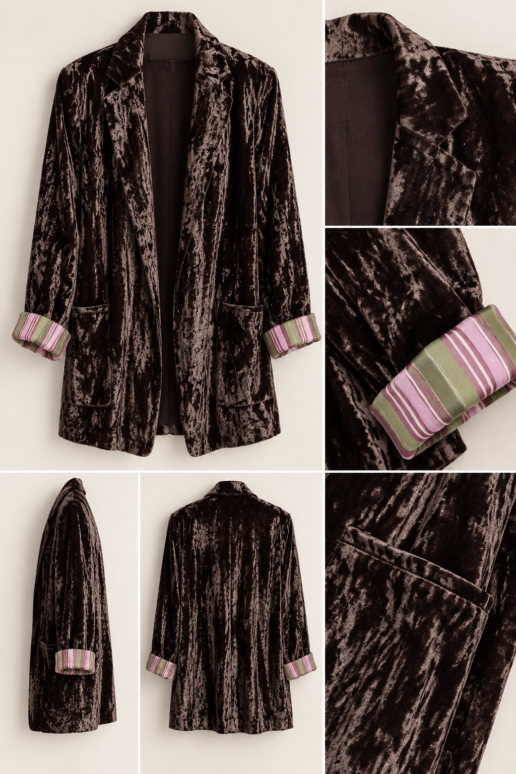 CHAQUETA TERCIOPELO DE SEDA CHOCOLATE
