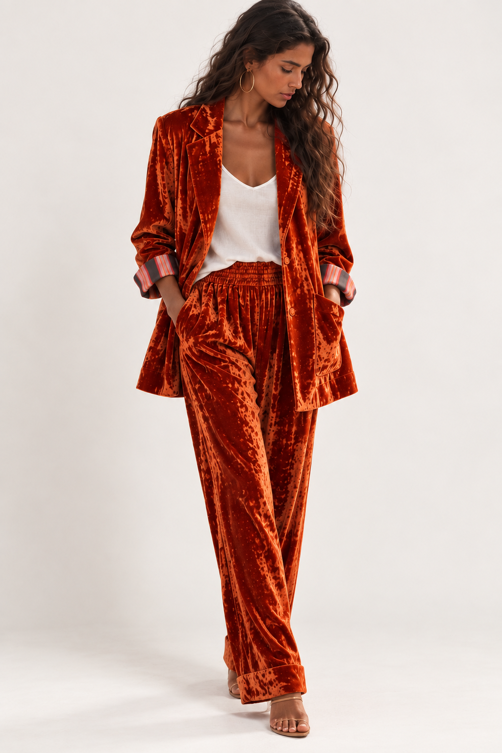CHAQUETA TERCIOPELO DE SEDA NARANJA