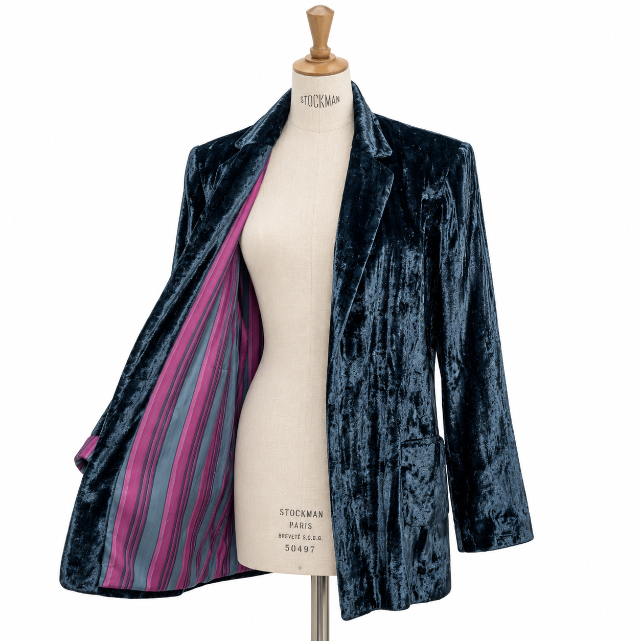 CHAQUETA TERCIOPELO DE SEDA AZUL