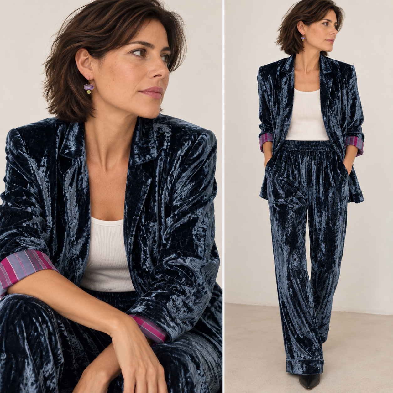 CHAQUETA TERCIOPELO DE SEDA AZUL