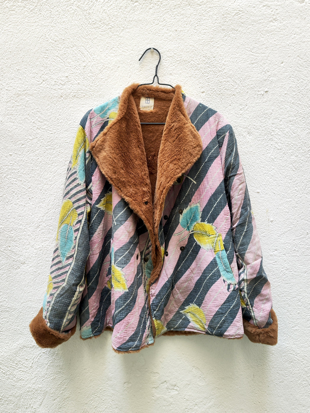 CHAQUETA VINTAGE KANTHA FORRADA DE PELO 1-2-3-4-5-6-7-8-9