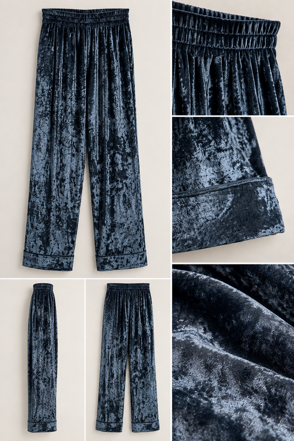 PANTALÓN TERCIOPELO DE SEDA AZUL